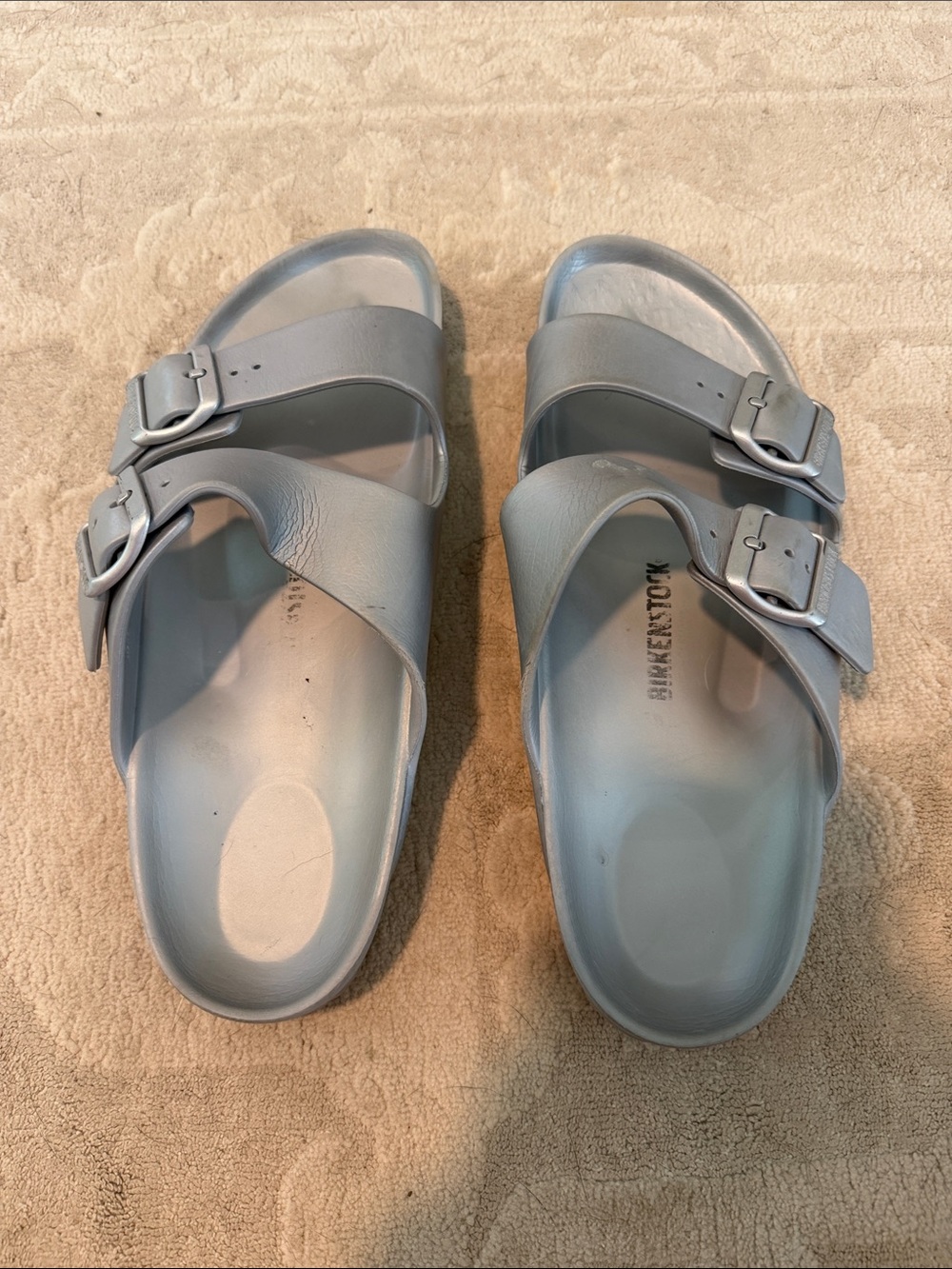 Birkenstock Arizona Essentials EVA Sandals in Metallic Silver 41